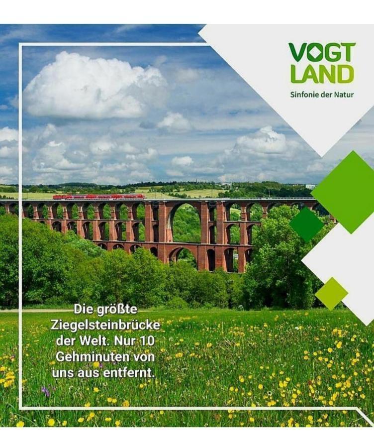 FEWO Blick Mylau 80m2 - Nähe Freizeitpark Plohn&Göltzschtalbrücke - Ruhige Lage - Wald - Wandern - Rad fahren Reichenbach im Vogtland Exterior foto